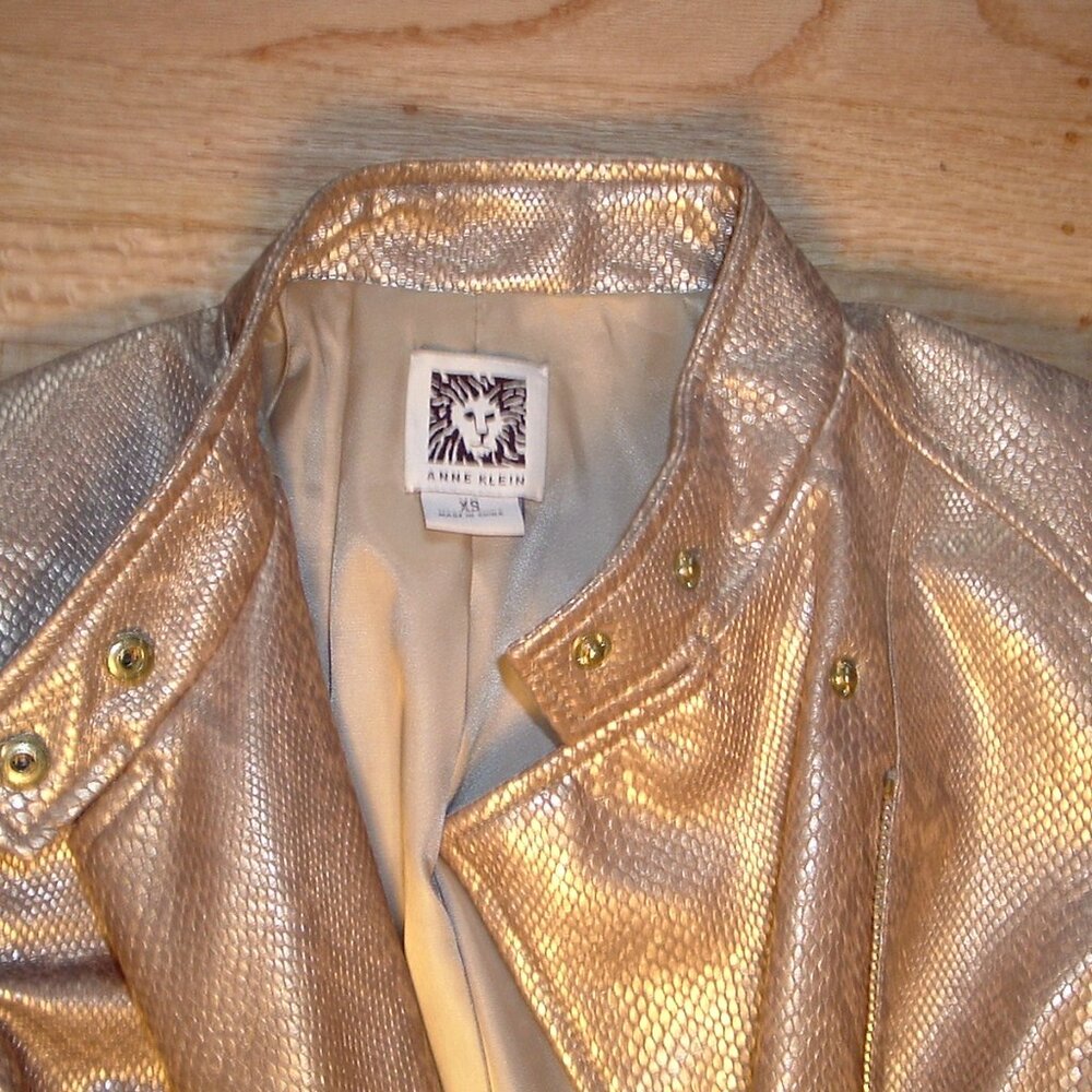 Anne Klein GOLD SNAKESKIN short jacket - Moto Swiftie style -XLNT cond! Size XS